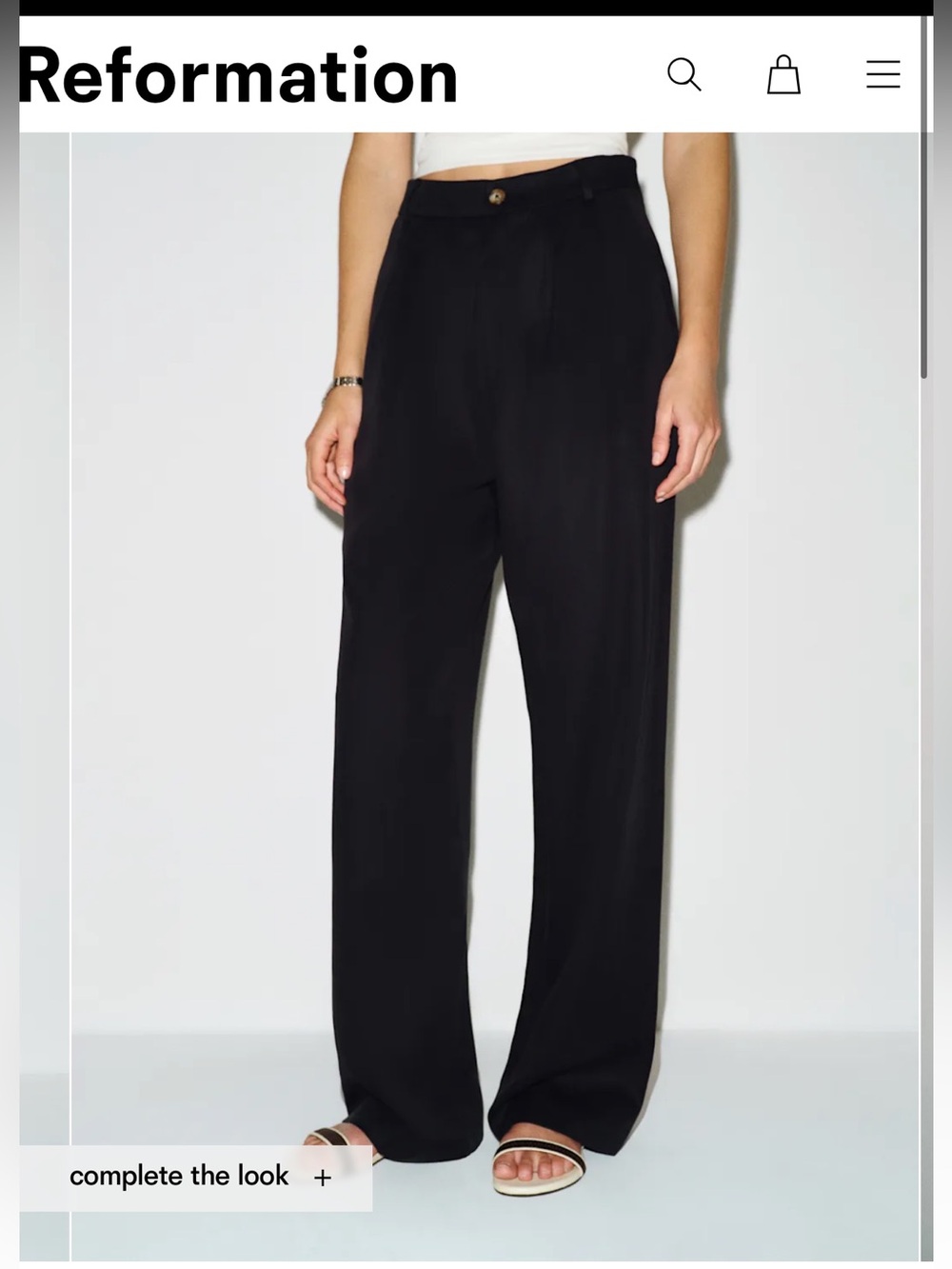 Reformation - Black Wide-Leg Mason Pants (Size 8)